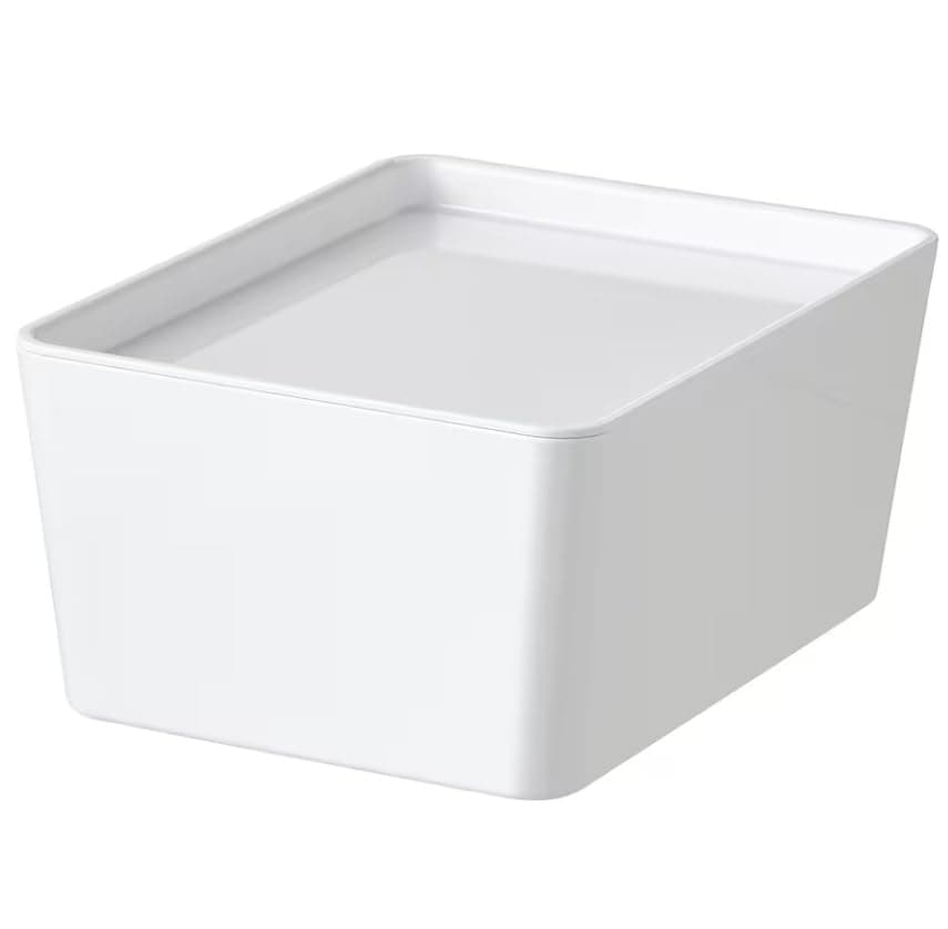 Ikea Kuggis Small Box with Plastic Lid 13 x 18 x 8 cm White