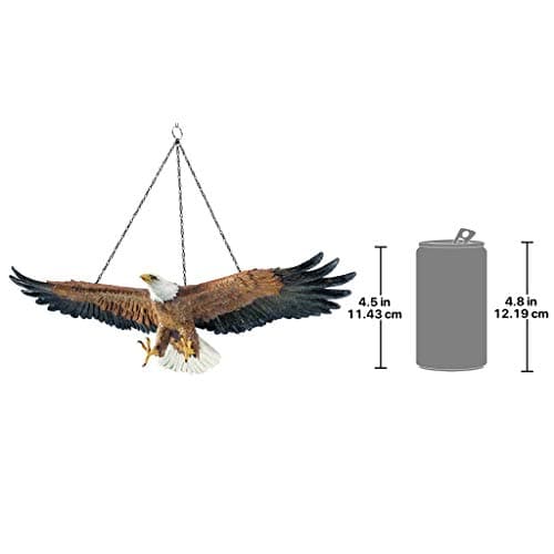 Design Toscano Flight of Freedom American Bald Eagle Hanging Bird Statue, 49.5 cm, Polyresin, Full Colour