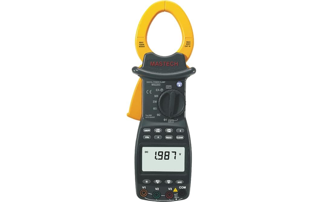 MASTECH MS2203 MS2205 MS2225A Power meter Wattmeter 3-Phase professional High Sensitivity Clamp Meter Power Factor Correction USB True-RMS 4 Wire Tester(MS2203)