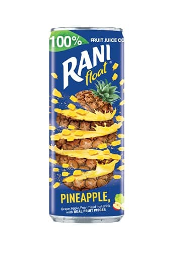 Rani Float Fruit Juice Drink, Pineapple,Imported from Dubai, Made with Real Fruit Pieces, Low Sugar 8 oz, Pack of 24