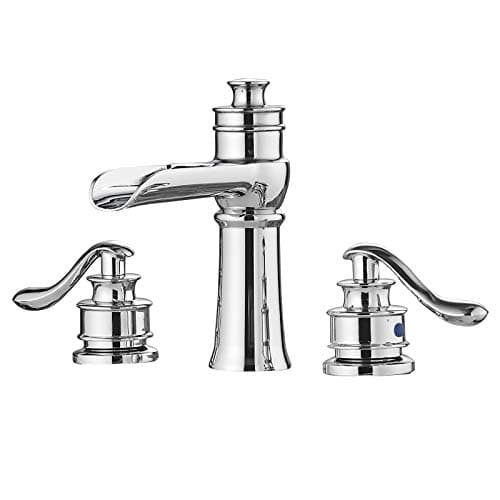 BWE Chrome Waterfall 8-16 Inch 3 Holes Two Handle Commercial Widespread Bathroom Sink Faucet
