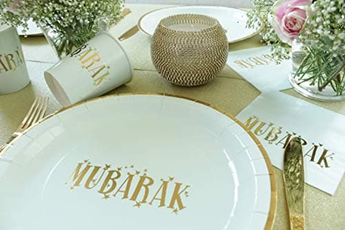 Minty Mubarak Ramadan Party Ware, Plates, Cups, Napkins Bundle