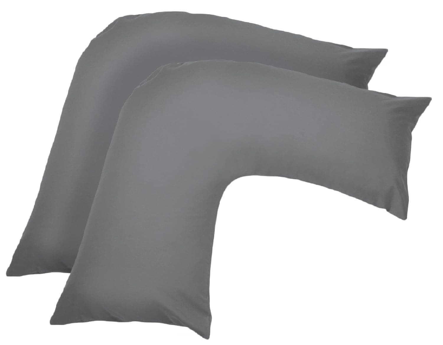 V Shaped Pillow Case Cover - 2 Pack Poly-Cotton Orthopedic Pillowcase To Fit V shape pillows For Back, Neck & Leg Support in Pregnancy, Maternity & Orthopaedic - Body Support Pillow (Grey)