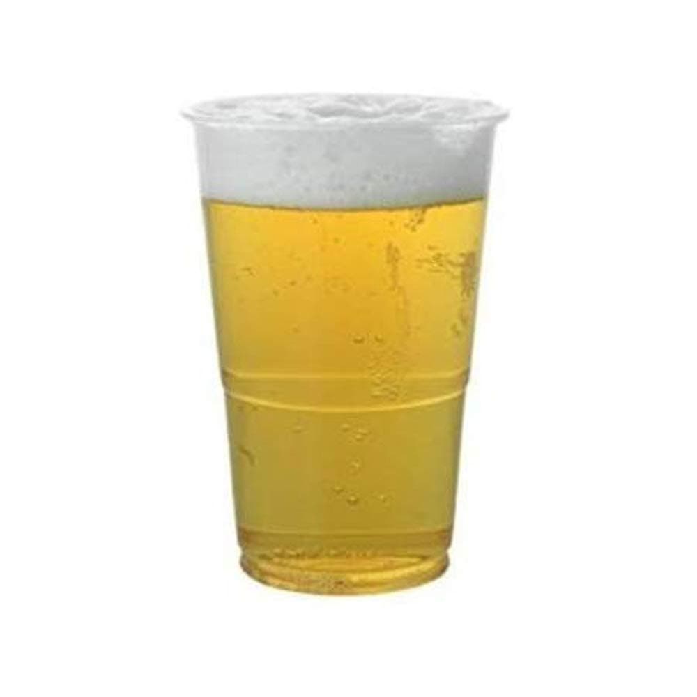 100 x Pint Plastic Cups (500ml) Strong Disposable Clear Plastic Drinking Cups