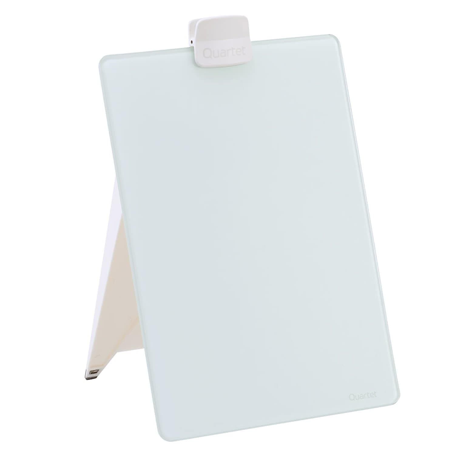 Quartet Infinity Dry Erase Glass Board Desktop Easel with Removable Clip & Marker, Non-magnetic Glass Whiteboard on Stand for Table Desk, Shops, Office, Home, 0.8 x 0.9 feet, 23 x 28 cm, 9 x 11 inches