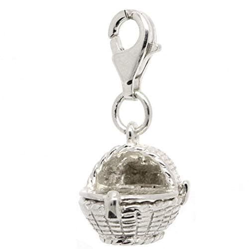 Silver Moses Basket Charm - on clip on clasp