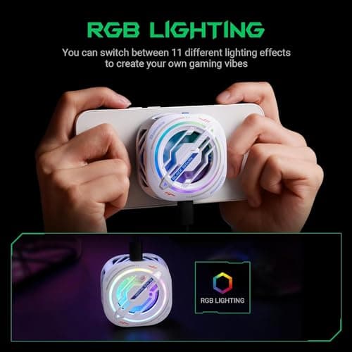 Black Shark Magnetic Cell Phone Cooler, RGB Phone Cooling Fan Portable Lightweight Mobile Phone Cooling Fan, Phone Radiator with Larger Cooling Area for Phone/Tablet/IPad (White)