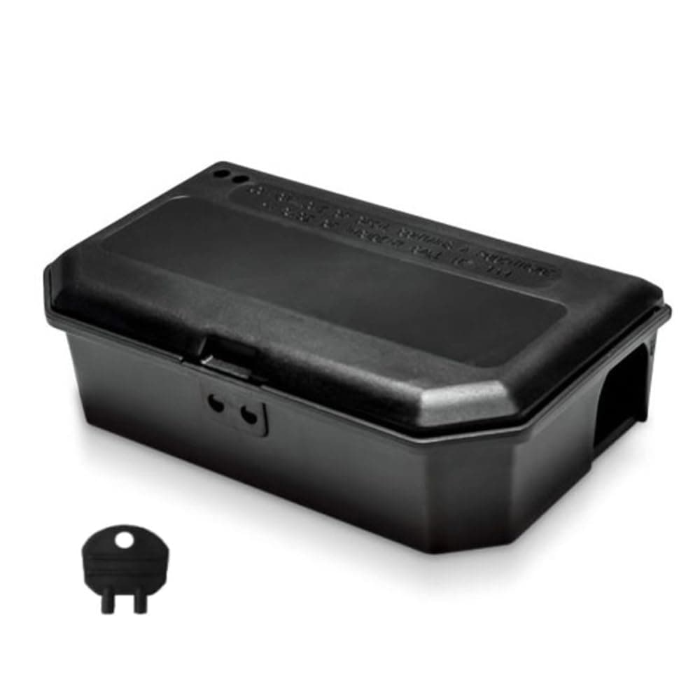 Mouse Bait Box Tamper Proof Black – Lockable Mouse Poison Bait Station for Pasta Grain & Bait Blocks – Child & Pet Safe Rodent Control Box with Key – No Poison – 1 Pack