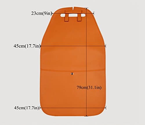 HCMAX 2 Pack Kick Mat Car Seat Back Protector Waterproof Easy to Clean Multifunctional Organizer Storage Bag Travel Accessory PU Leather Beige