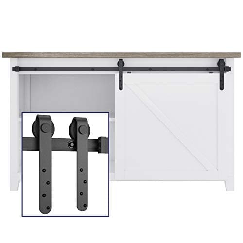 SMARTSTANDARD 5FT Mini Sliding Barn Door Hardware Track Kit -Super Smoothly and Quietly -Used for Cabinet, TV Stand, Closet, Window -Fit 30" Wide Door Panel -J Shape Hanger (NO Cabinet Included)