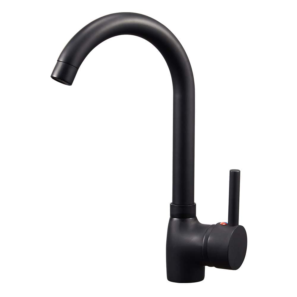 Hapilife Matt Black Kitchen Tap Single Lever Kitchen Mixer Taps 1 Hole Modern Sink Mixer Tap with UK Standard Fittings Swan Neck Black Faucet Monobloc Hot Cold Water Mixer 360 Swivel Spout