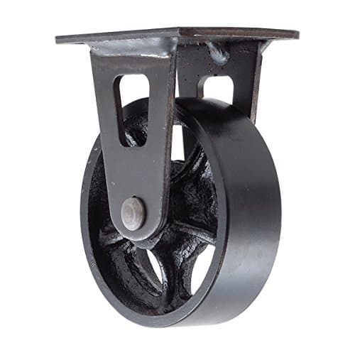 4" CC Vintage Rigid Caster - Plate Mount - Black Cast Iron Wheel