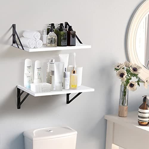 2 Pc Deep Floating Shelves ; 15.7” Long x 11.8” Deep Wall Mounted Hanging Shelves for Living Room, Kitchen, Office, Bathroom and Bedroom Decor; Storage and Display Shelf Set