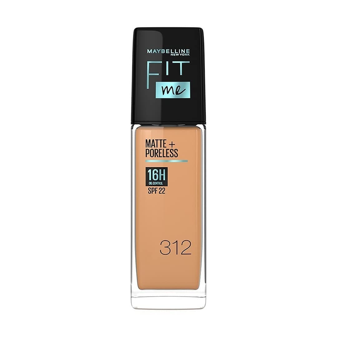 Maybelline New York Fit Me Matte + Poreless Liquid Full Coverage Foundation For All Skin Types,312 Golden|16 Hr Oil Control Full Coverage Foundation For All Skin Types With Spf 22,30 Ml,Pack Of 1