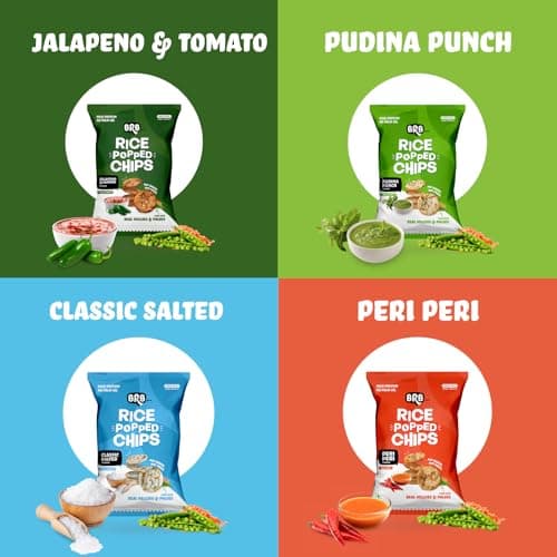 BRB Popped Chips | Mega Combo Pack - 13 Flavours | Potato, Rice & Corn Popped Chips | Not Fried, Not Baked | High Protein, Lower Fat, No Palm Oil, Healthy Snacks | 9 x (48g/ 51g) and 4 x (48g/ 54g) Combo Pack (weight may vary)