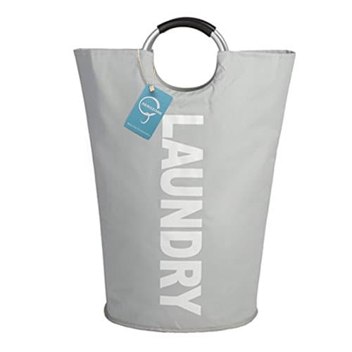 herozone Double Laundry Hamper,Collapsible Laundry Basket,Self-standing Toy Storage Bag for Dorms and Travel (Grey)