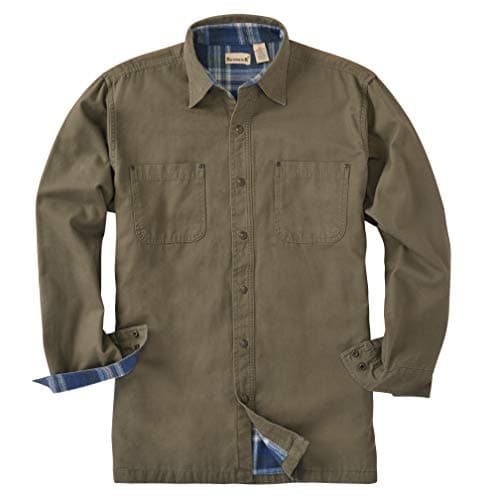 Backpacker Canvas/Flannel Lined Shirt Jacket, Moss Green, X Large