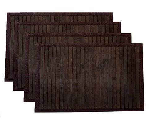 Bamboo Greens - Dark Brown - Bamboo Dining Table Mat/Placemats (Pack of 4) - Size: 30 x 45 cms