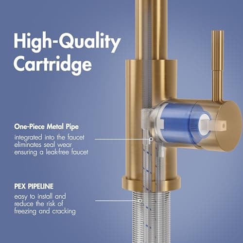 GIMILI Kitchen Faucet with Pull Down Sprayer Single Hole Stainless Steel Sink Faucet, Suitable for Farmhouses, RV, Laundry Room, Outdoor, and Campers. Llave para fregadero de cocina Brushed Gold