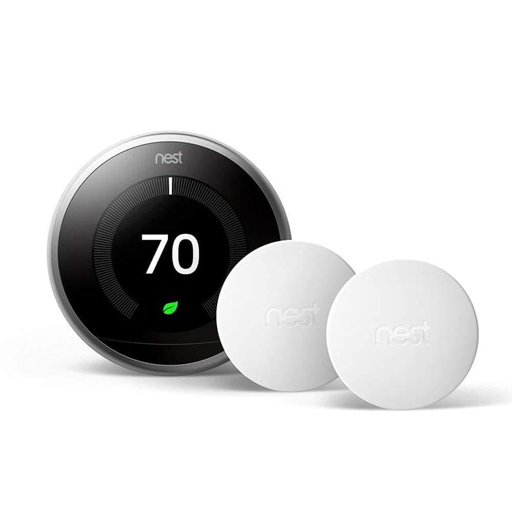 Nest 3rd Gen BH1252 Learning Wi-Fi Programmable Thermostat Stainless Steel w/Temperature Sensor