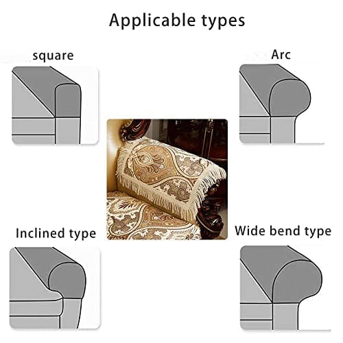 LUFEIJIASHI Luxury armrest Couch arm Covers for recliners Sofas Chairs Anti-Slip Furniture Protector Set of 2 (Beige)