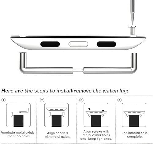 Watch Strap Connector Stainless Steel Adapter Replaceable Metal Connection Compatible for Apple Watch Band