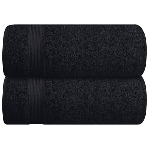 Belizzi Home Cotton 2 Pack Oversized Bath Sheet 35x70, Large Bath Sheet, Ultra Soft, Absorbent, Compact, Eco-Friendly, Recyclable, Quick Drying and Lightweight Towel - Black