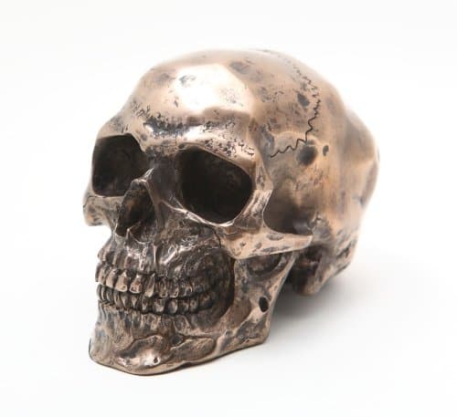 Pacific Giftware Small Bronze Finishing Skull Head Statue Cold Cast Resin Figurine