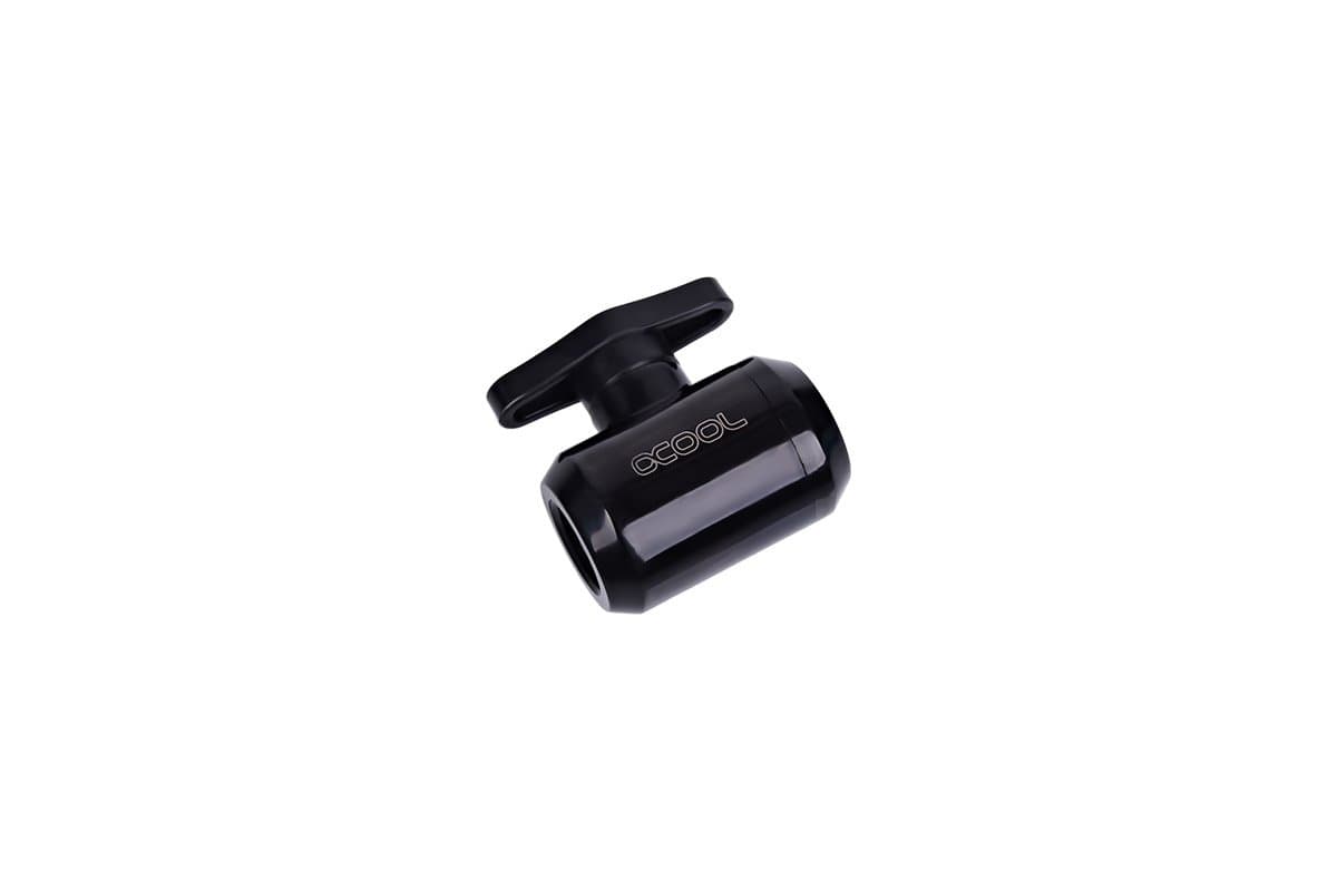 Alphacool G1/4" Eiszapfen Series 2-Way Ball Valve, Deep Black