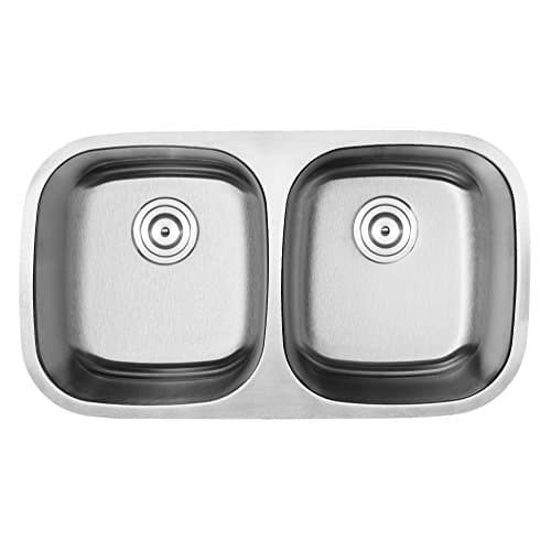 32-1/2" Ticor S205 Haven Series 16-Gauge Undermount Double Equal Bowl Stainless Steel Kitchen Sink