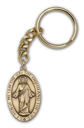 Antique Finish Gold Scapular Keychain fully engravable