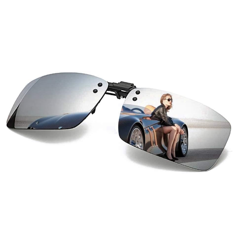 Polarized Clip-on Sunglasses with Flip Up Function Anti-Glare UV400 Driving Glasses Clip-on for Prescription Glasses