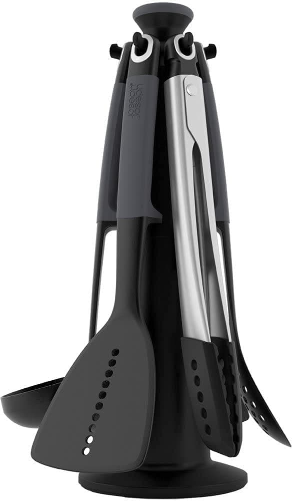 Joseph Joseph 10151 Elevate Carousel 6 Pieces Kitchen Utensil Set with Rotating Storage Stand, Grey, Nylon