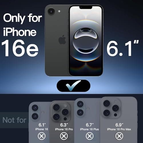 EGOTUDE PC for iPhone 16E Case | Frosted Translucent Matte Hard Back Cover with Shockproof Bumper (Black)