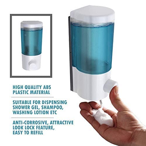 iTradeIMEX 250ML ABS liquid Hand Soap Dispenser wall-mounted ABS Plastic Body Soap Dispenser for Hand wash Liquid, Soap, shampoo, gel, lotion, Suitable for Bathroom Kitchen Washroom Restroom Office Hotel Commercial Toilet (Standard Size) Wall Mounted Blue Colour.