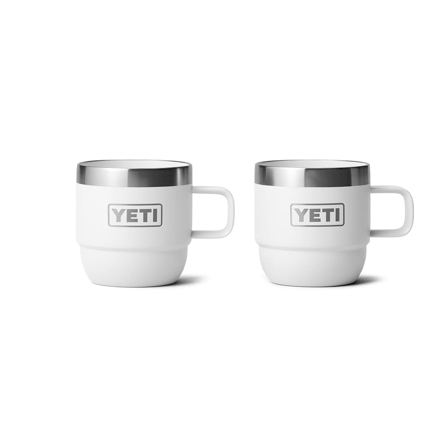 YETI Rambler 6 oz Stackable Mug, Stainless Steel, Vacuum Insulated Espresso/Coffee Mug, 2 Pack, White