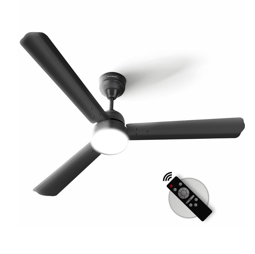 Luminair 1200 mm BLDC Ceiling Fan with Remote Control & LED Light | BEE 5 Star Rated Energy Efficient | Ultra High Speed 3 Blade Anti-Dust Decorative Ceiling Fan (Smoked Brown, Pack of 1)