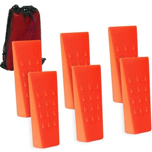 AR-PRO 6 Pack Tree Felling Wedges with Spikes for Safe Tree Cutting – 5.5†Wedges with Storage Bag; 6 Felling Dogs to Guide Trees Stabilize and Safely to Ground for Loggers and Fallers