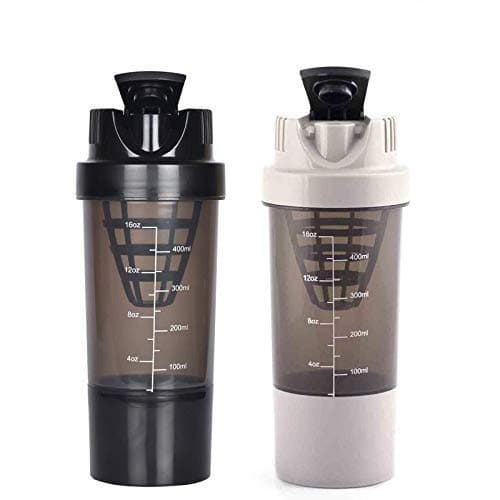 HAANS Cyclone Protein Gym Shaker Bottle 500 ml Pack of 2 Black & Grey