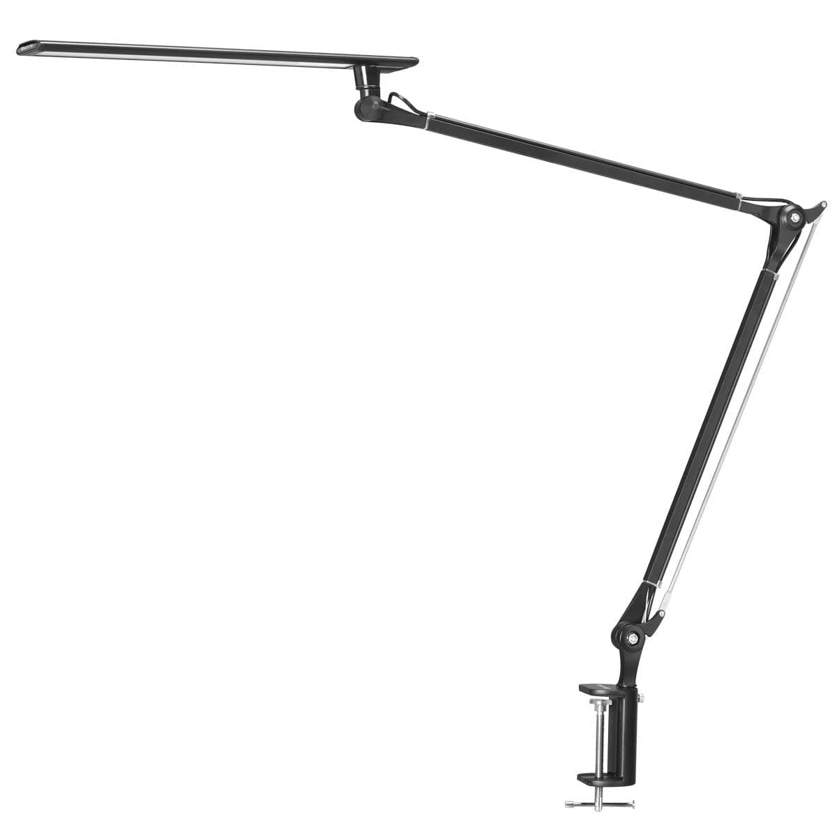LED Desk Lamp, Architect Task Lamp, Metal Swing Arm Dimmable Drafting Table Lamp with Clamp Black