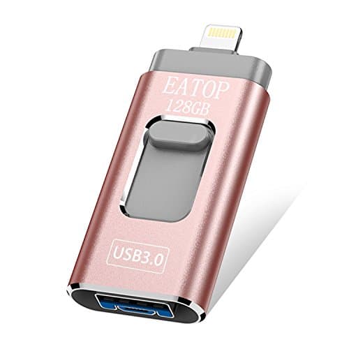 iOS Flash Drive 128GB iPhone Memory Stick,EATOP Thumb Drive USB 3.0 Photo Memory Stick for iPhone iPad Android and Computers (Pink)