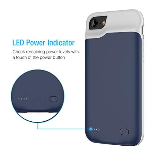 FNSON Battery Case for iPhone 6/6s/7/8, 6000mAh Extended Rechargeable Charging Case Portable Power Bank External Battery Pack Protective Charger Case for iPhone 6, 6s, 7, 8 (4.7inch)-Black