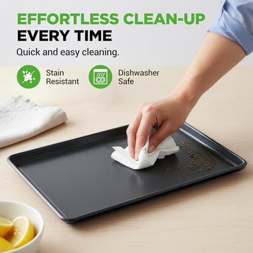 NutriChef 8-Piece Stackable Nonstick Bakeware Set - Premium Steel Baking Pans Set - Includes Round Cake Pan, 6-Cup Muffin Pans, Wide/Square Brownie & Loaf Pans, Cookie Sheet, & Roaster Pan (Black)