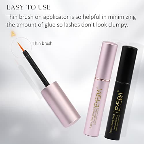 EMEDA 2 PCS Clear and Black False Eyelash Glue Super Strong Hold Professional Latex Free Glue for Eyelashes Lash Adhesive Best Black White Strip Lash Adhesive