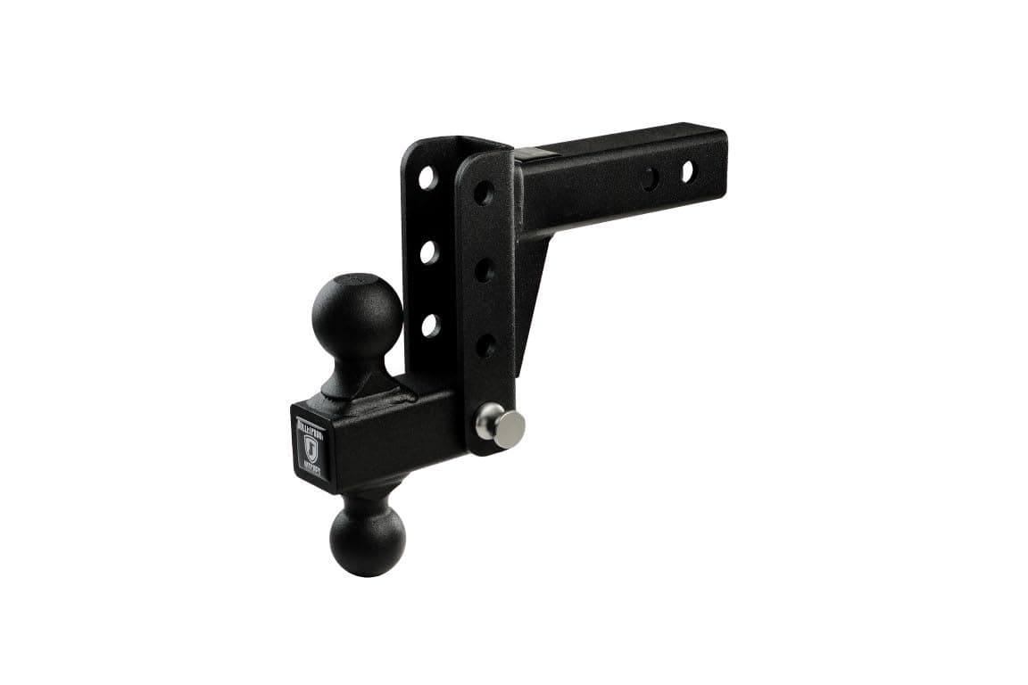 - BulletProof Hitches - 2.0" Adjustable Light Duty Trailer Hitch (10,000 lb. Rating) - 4" Drop/Rise Trailer Hitch with 2" & 2-5/16" Dual Ball - Powder Coat, Box Steel, Corrosion-Resistant