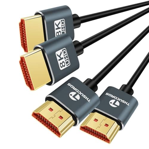 Ultra Thin 8K 4K HDMI Cable 3M Pack of 2 Slim Flexible Soft High Speed HDMI 2.1 Support 4K @ 120Hz 8K @ 60Hz 48Gbps Compatible with Roku TV/HDTV/PS5/Blu-ray