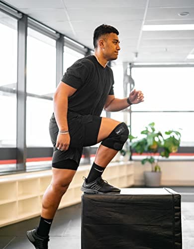 EzyFit Knee Brace Support Dual Stabilizers & Open Patella - Adjustable Breathable Neoprene for ACL Meniscus Tear Injury Recovery Comfort Fit-Black/Blue,Extra Large - 16" - 24"