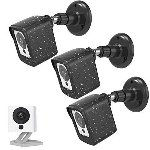 Wyze Cam Camera Wall Mount Bracket,Coolwufan Weather Proof 360 Degree Protective Adjustable Housing Mount and Cover for Wyze Cam V2 V1 and Ismart Spot Camera Indoor Outdoor (Black(3 Pack))