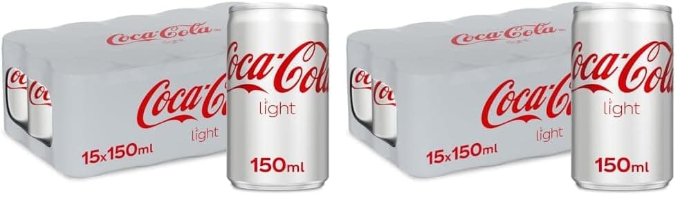 Light, Pack of 30 Cans x150ml, Same Coca Cola Taste with no Sugar and Lighter Taste, Crisp Coke Light Soft Drinks