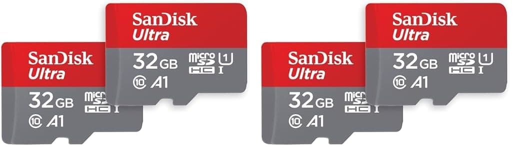SanDisk Ultra 32 GB microSDHC Memory Card + SD Adapter with A1 App Performance Up to 120 MB/s, Class 10, U1 (Twin Pack) (Pack of 2)